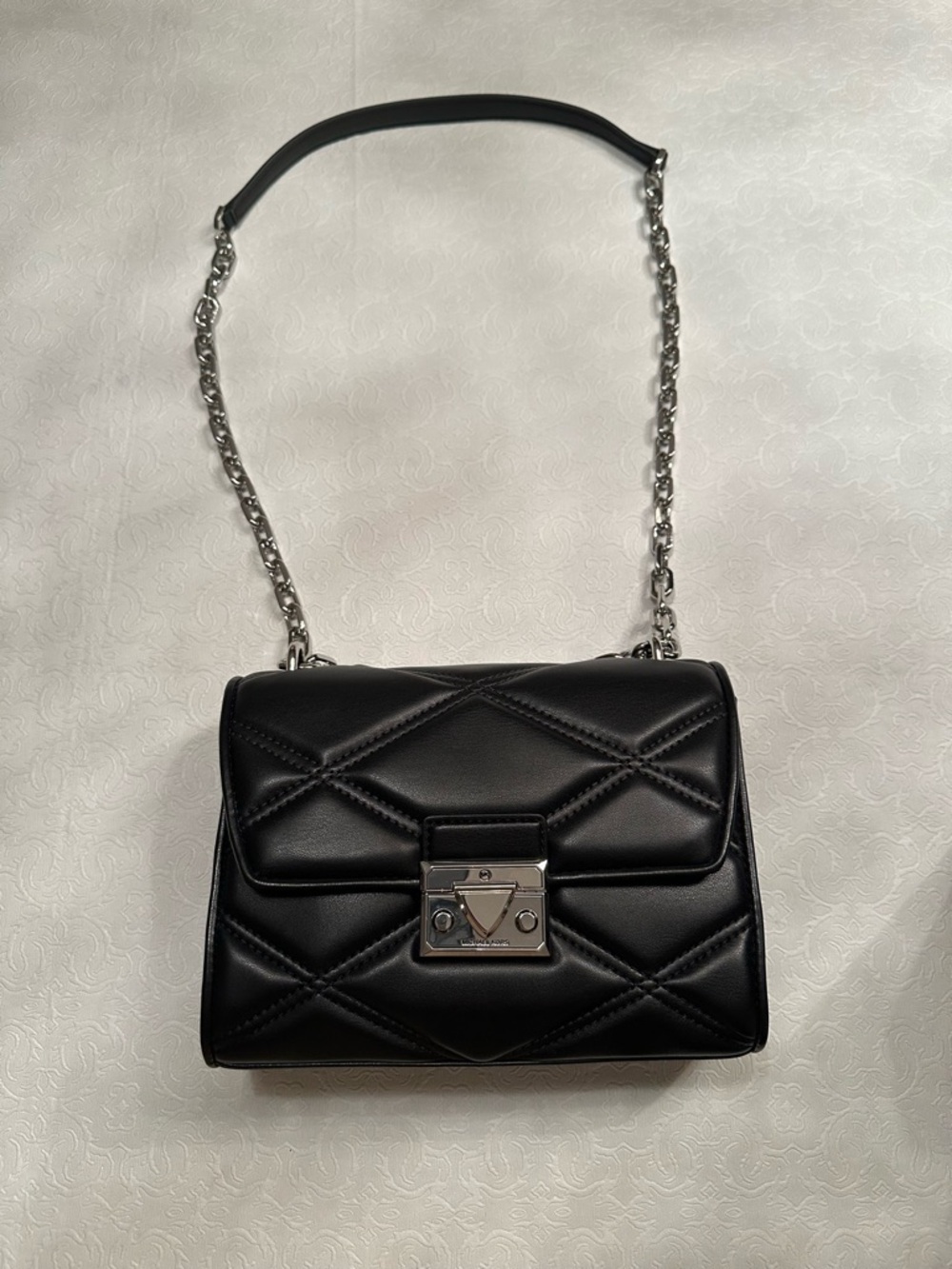 MICHAEL Michael Kors Black Quilted Crossbody with Silver Hardware